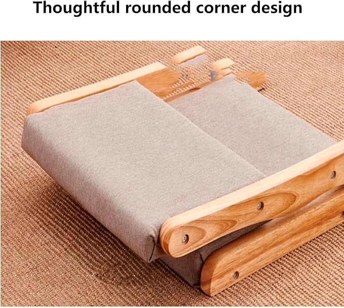 BTZHY Floor Chair Japanese Legless Chair Seat with Back Support FoldableWood Folding Floor ChairHome Bay Window Lazy Backrest Chair Meditation Floor Seating for Living Room(A)