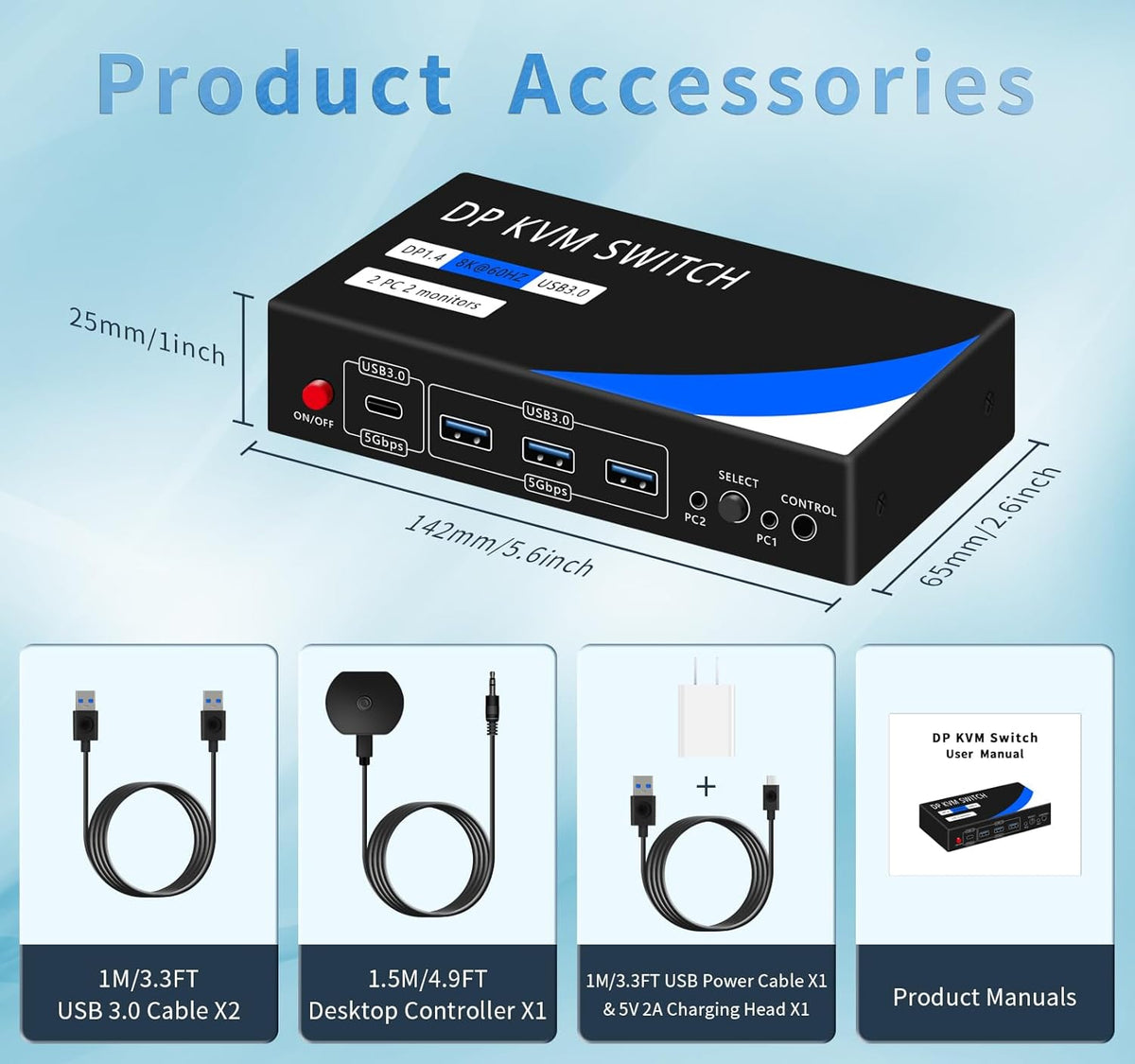 Dual Monitor Kvm Switch 2 Monitors 2 Computers HDMI 4k@60HZ,USB3.0. kvm switches 1 Monitors 2 Monitor 2 Computers,USB switcher 2 Computers Keyboard Mouse Switch (USB3.0+8KDP)