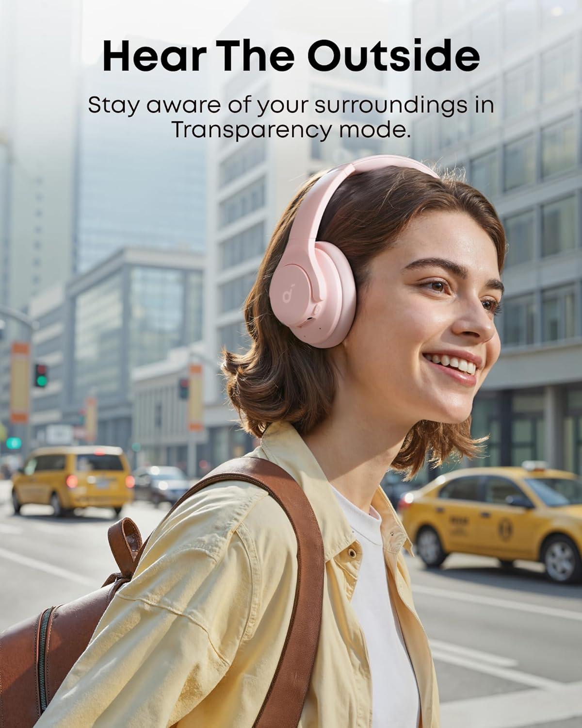 Soundcore by Anker Q20i Hybrid Active Noise Cancelling Headphones, Wireless Over-Ear Bluetooth, 40H Long ANC Playtime, Hi-Res Audio, Big Bass, Customize via an App, Transparency Mode (Pink)