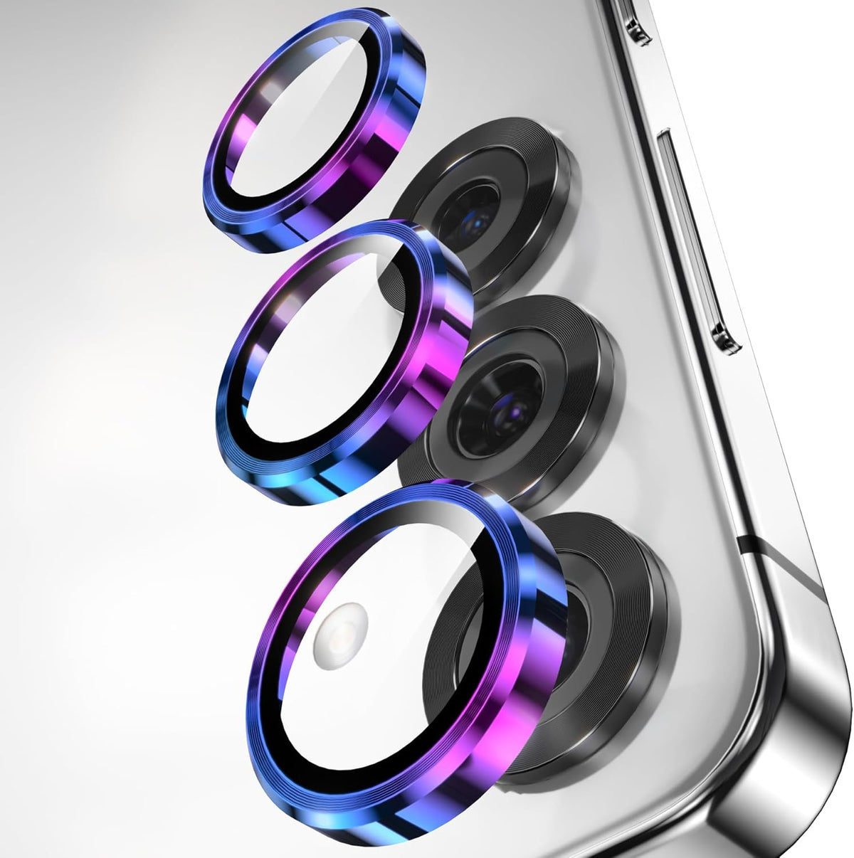 YWXTW Camera Lens Protector for Samsung Galaxy S25+ Plus Accessories [1:1 Fit & Ultra Clarity] 9H Tempered Glass Metal Individual Ring Camera Cover Screen Protector, Case Friendly (Multi-Coloured)