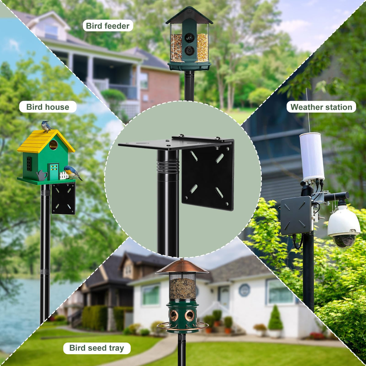 79-Inch Birdhouse Pole Stand, Heavy Duty Metal Bird House Mount with Ground Stake Base, Multi-Section Outdoor Pole for Birdhouses, Feeders & Garden