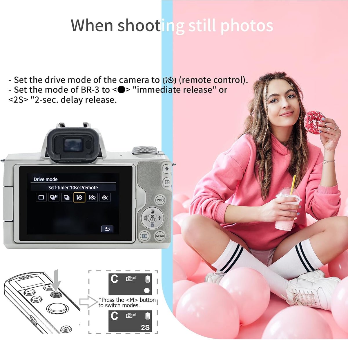 Remote Control for Canon Camera,Rechargeable Wireless Shutter Release with OLED Screen for Canon EOS RP, EOS R, R5, R6, M50, M50 II, 6D Mark II, 77D, 850D, 800D, Rebel T7i, T8i, 90D; Replaces BR-E1