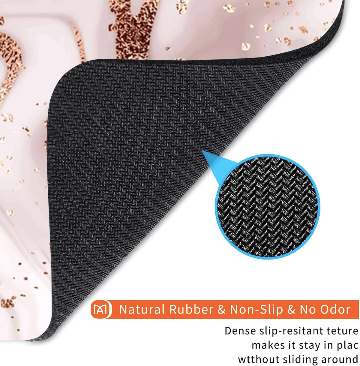 Square Mouse Pad Rose Gold Marble, Personalized Premium-Textured Custom Mouse Mat Design, Washable Mousepad Cloth, Non-Slip Rubber Base Computer Mouse Pads for Wireless Mouse
