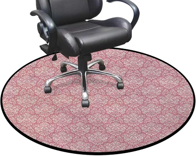 Light Pink Round Rug Nursery Rug for Bedroom Playroom Non Slip Educational Playmat Round Circle Carpet Romantic Rose Flower Bouquet Blooms Pastel Diameter 47.2 in