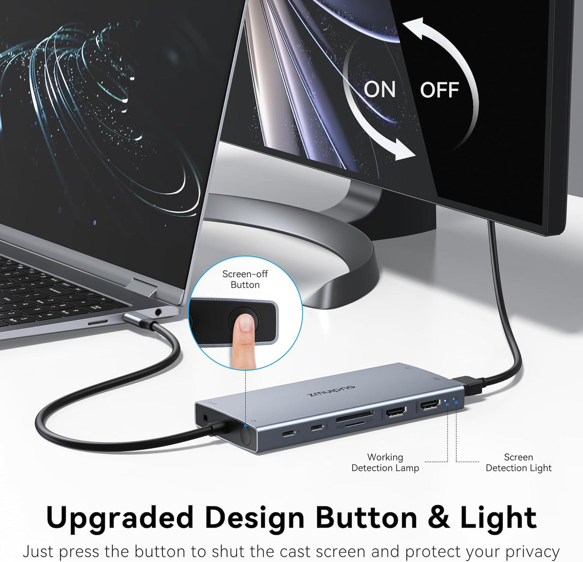 USB C Laptop Docking Station with 2 HDMI 4K@60Hz+DP 8K@30Hz for Dell HP Thinkpad Surface, 15 in 1 USB C Hub Triple Display Multiple Adapter, Dongle with USB A Port+Button+PD+Ethernet+SD/TF+Audio