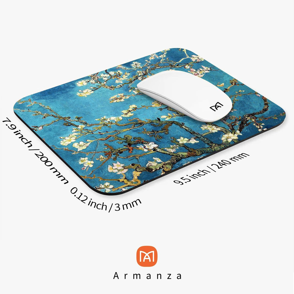 Square Mouse Pad Apricot Flower, Personalized Premium-Textured Custom Mouse Mat Design, Washable Mousepad Cloth, Non-Slip Rubber Base Computer Mouse Pads for Wireless Mouse