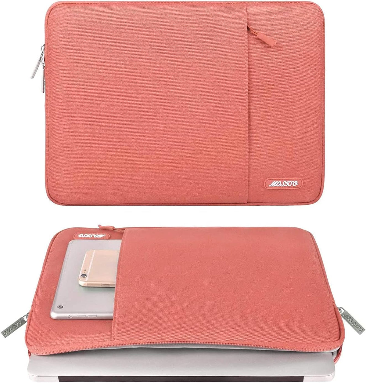 MOSISO Laptop Case 13 inch, 13 inch Laptop Sleeve Compatible with MacBook Air M4 M3 M2 M1 2025-2018 / Pro M2 M1 2025-2016, Polyester Vertical Computer Sleeve Bag with Pocket, Coral