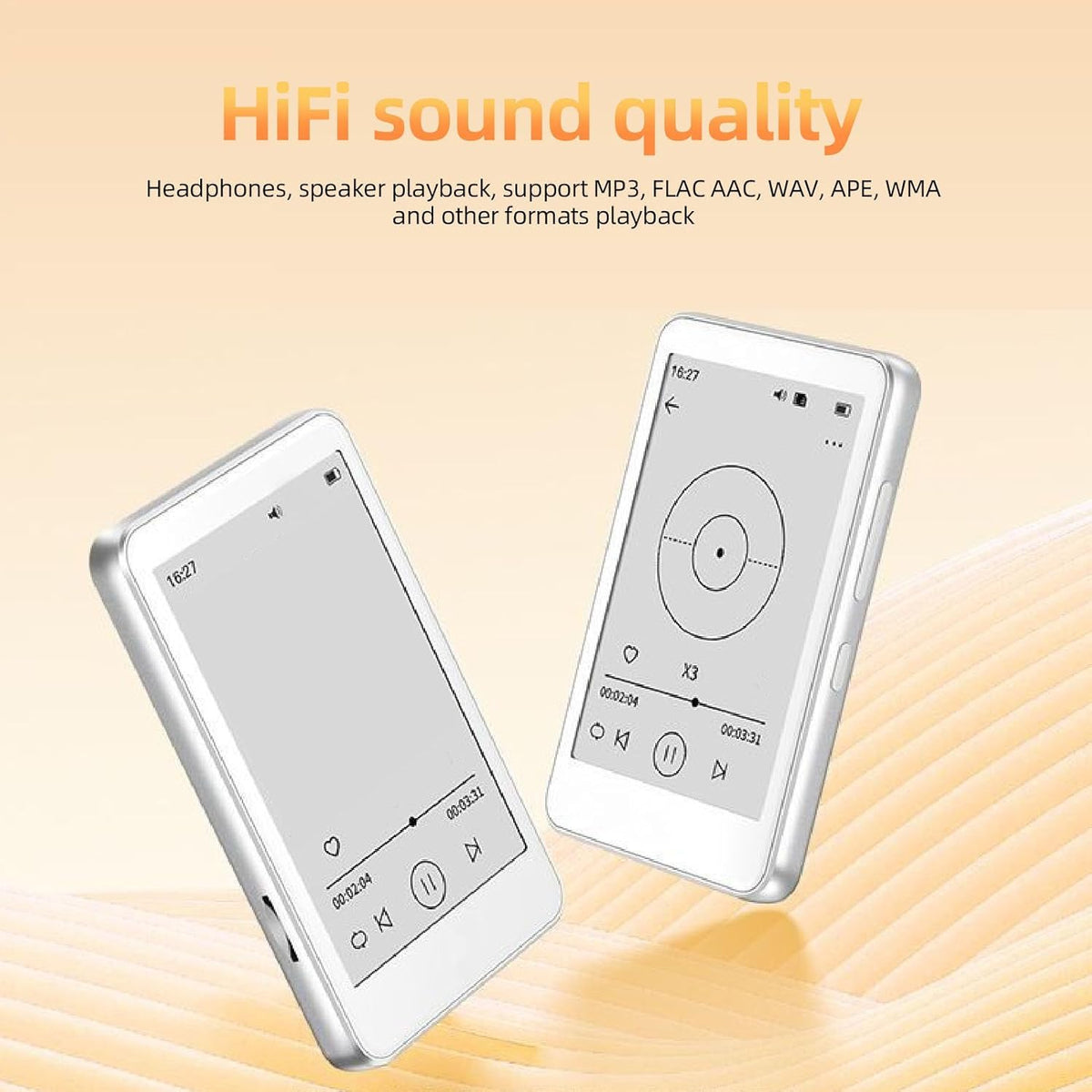 FOSA 2.7 Inch MP3 5.0 Player, Bluetooth HiFi Music Player with Eye Protect Screen, USB C Charging, Portable E Book