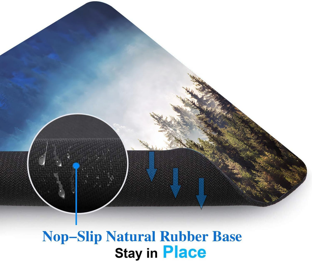 Natural Misty Forest Mouse Pads for Desk, Portable Wireless Computer Mouse pad Small Design with Women, Non-Slip Rubber Base Laptop Mousepad 9.5" x 7.9" Smooth Surface for Office & Travel