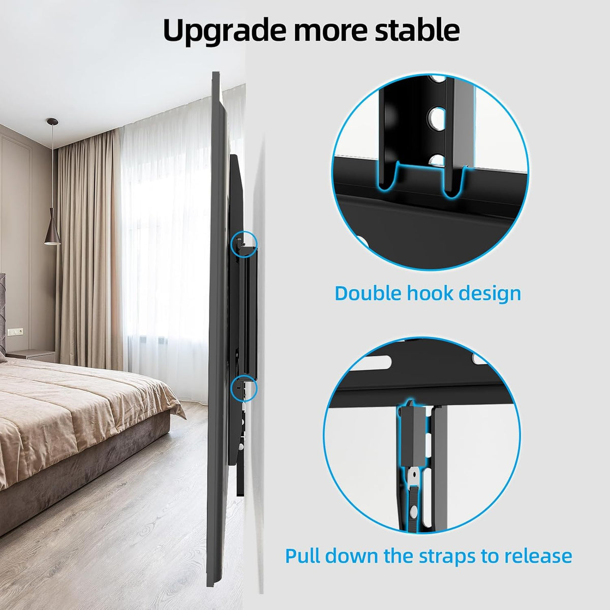 HOME VISION 32-86 Inch 600X400mm 165lbs 16/18/24 Inch HV8601 Heavy Duty Fixed TV Wall Mount for Most Flat TVs, Max VESA