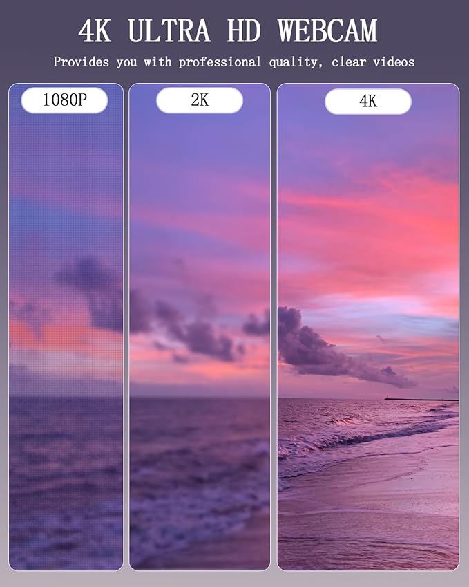 4K Webcam for MSI Thin 15 B13UDXwith Microphone&amp Privacy Cover &amp Plug&ampPlayWorks Zoom/Teams/Skype/Google Meet