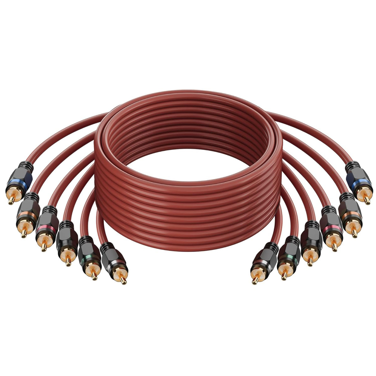 6-Channel 15 Adoreen RCA Audio Cable Ft, Oxygen Free Copper Male to Male Twisted Pair RCA Interconnect Cable with Noise