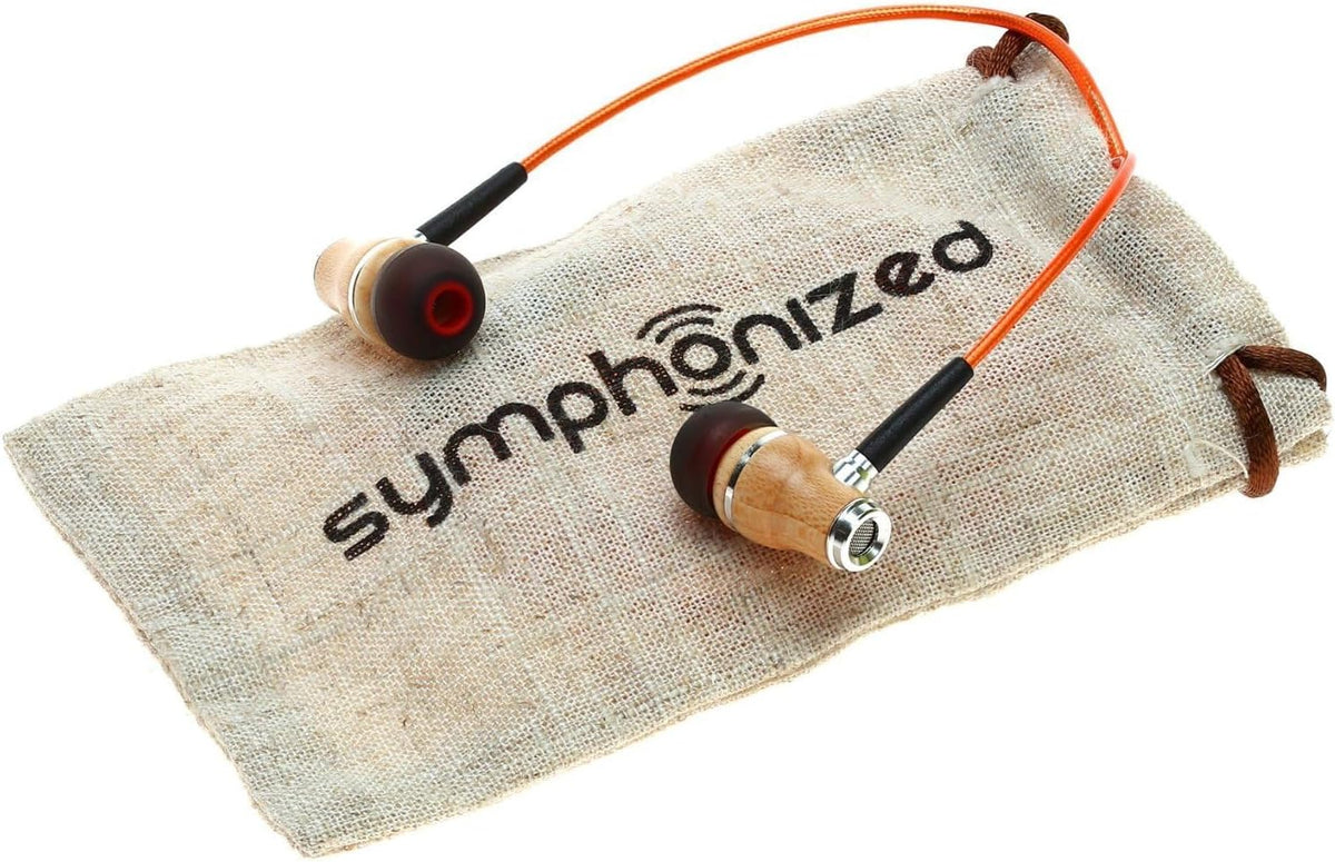 Symphonized Premium Wooden Earphones Wired (3.5mm Jack) Deep Bass Sound, 3D Sound, Microphone Volume Control, 90% Noise Cancelling for Type C Devices. Earphones for Android