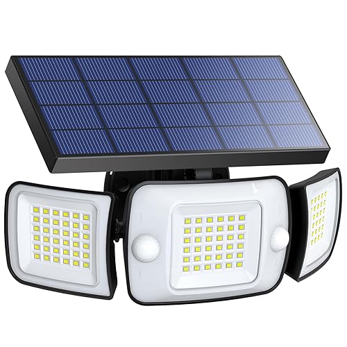 intelamp Solar Outdoor Lights,6000mAh Motion Sensor with Dual Sensors,Waterproof Solar Flood Lights 270°Wide Angle for Outside with 3 Modes
