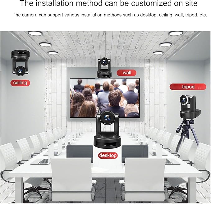Yoidesu Tiny PTZ Webcam 10X Optical Zoom Camera PTZ HD 1080P Video Conference Camera System SDI IP Output Webcam for Online Meeting Class Live Streaming (US Plug)