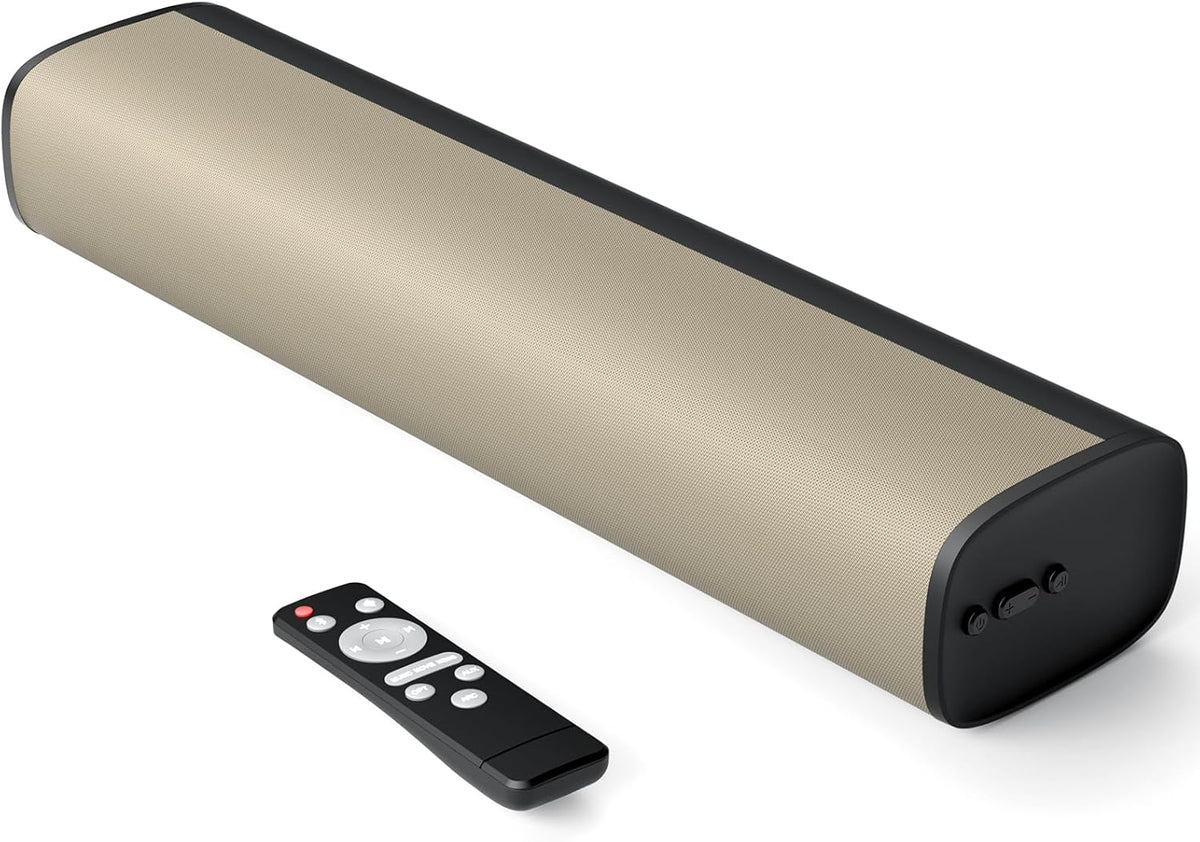 MZEIBO TV Sound Bar, Sound Bars for Smart TV Bluetooth 5.0 Soundbar 50W 17Inch Small Soundbars with HDMI-ARC/Optical/AUX Connection, TV Soundbar Surround Sound Bars (Beige/Black)