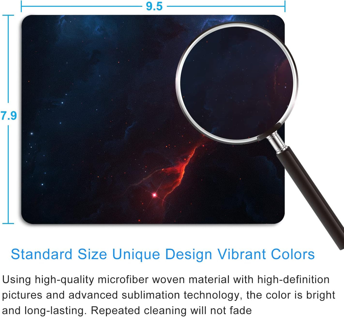 Space Galaxy Mouse Pad Personalized Design Customized Square Office Rubber Mouse Pad 9.5x7.9 Inch