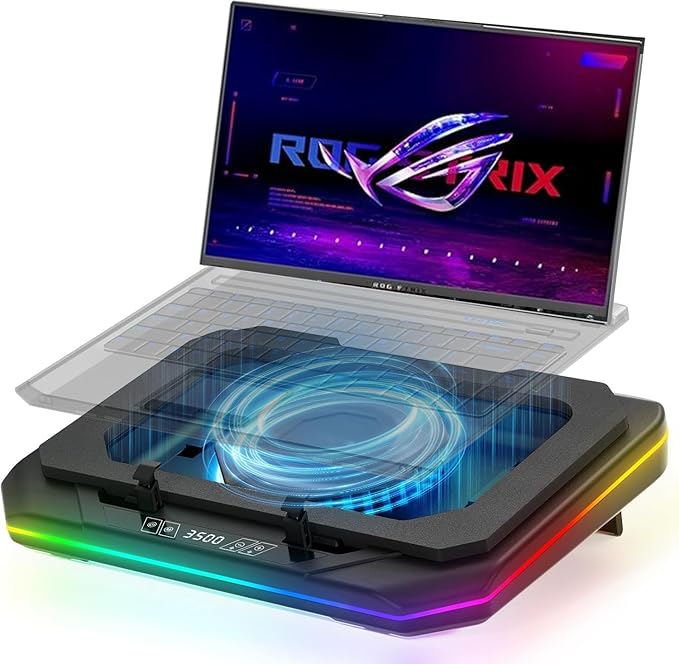 Cooling Pad for Asus ROG Strix G16 (2025) G615LW 16 inch Gaming Laptop It is a Well Deserved Heat Dissipation MonsterCooler with Powerful Turbo Fan Can Fast Cooling6 RGB Light ModeTouch Start