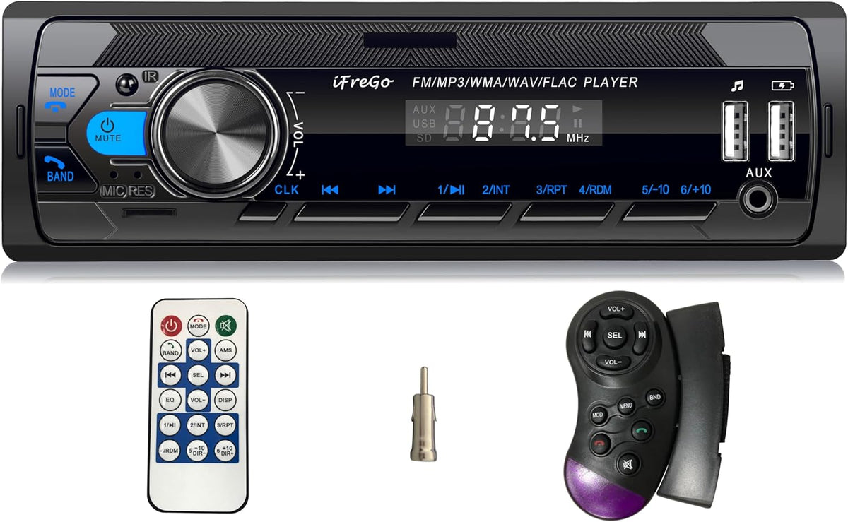 iFreGo USB,SD,AUX,7 MP3 Car Radio Bluetooth, Single DIN Car Stereo,FM Radio,Car Audio Receivers with Handsfree Calling