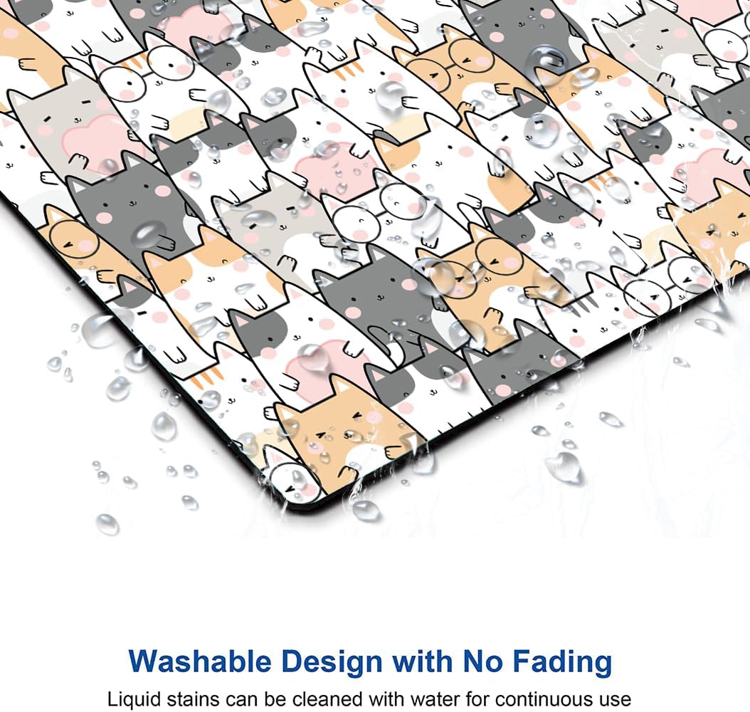 Kawaii Mouse Pad, Cute Cats Mouse Mat, Square Waterproof Non-Slip Rubber Base Computer MousePads for Desk Office Laptop