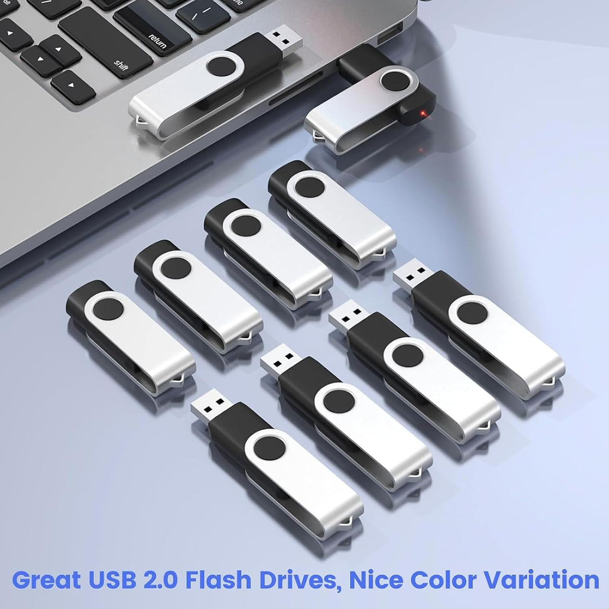 ABLAZE Flash Drives 1GB 20 Pack, USB 2.0 Thumb Drive Bulk with Lanyards Swivel Memory Stick U Disk 1GB Pendrive USB Pack (Black)