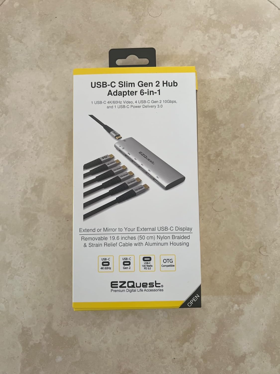 EZQuest USB-C Slim Gen 2 Hub Adapter 6-in-1 1 USB-C 4K/60Hz Video, 4 USB-C Gen 2 10Gbps, and 1 USB-C Power Delivery 3.0