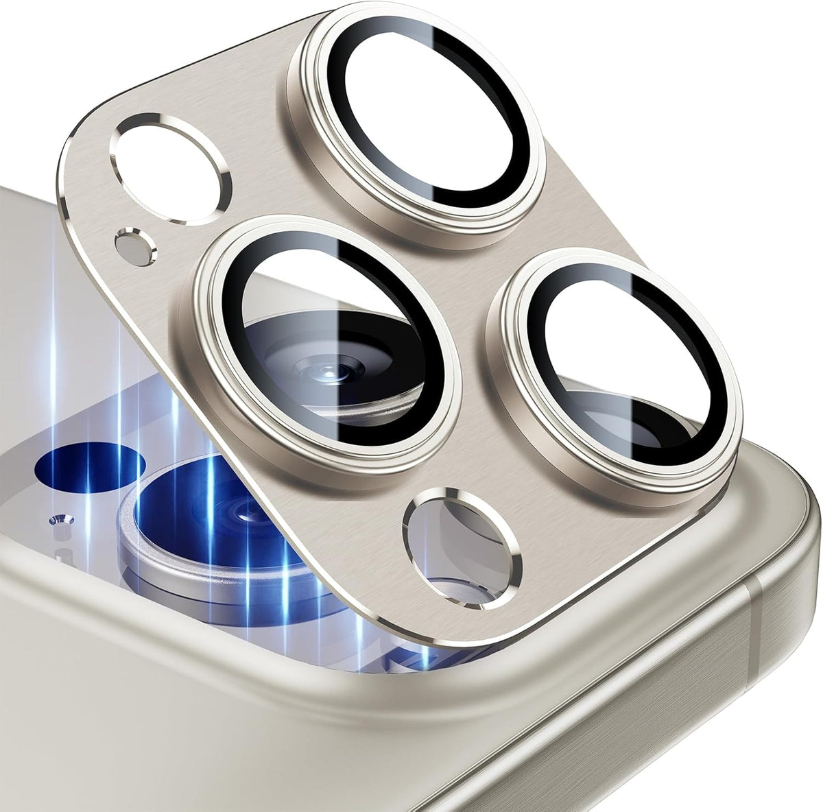 Esanik 2 Pack for iPhone 15 Pro/iPhone 15 Pro Max Camera Lens Protector (Natural Titanium)