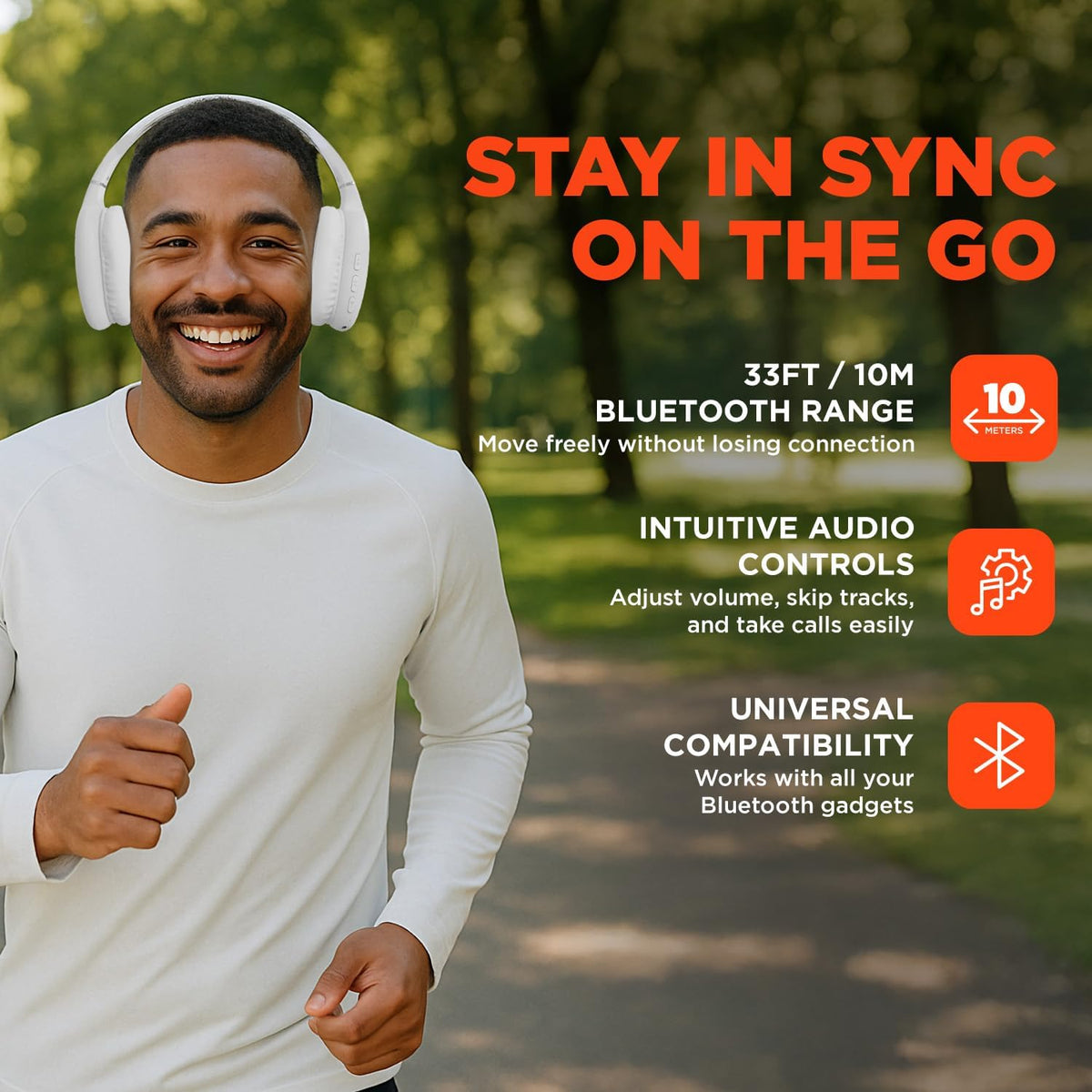 HyperGear Over-Ear Headphones - Wireless Bluetooth Headphones with Noise Isolation, Built-in Mic, Soft Memory Foam Cups