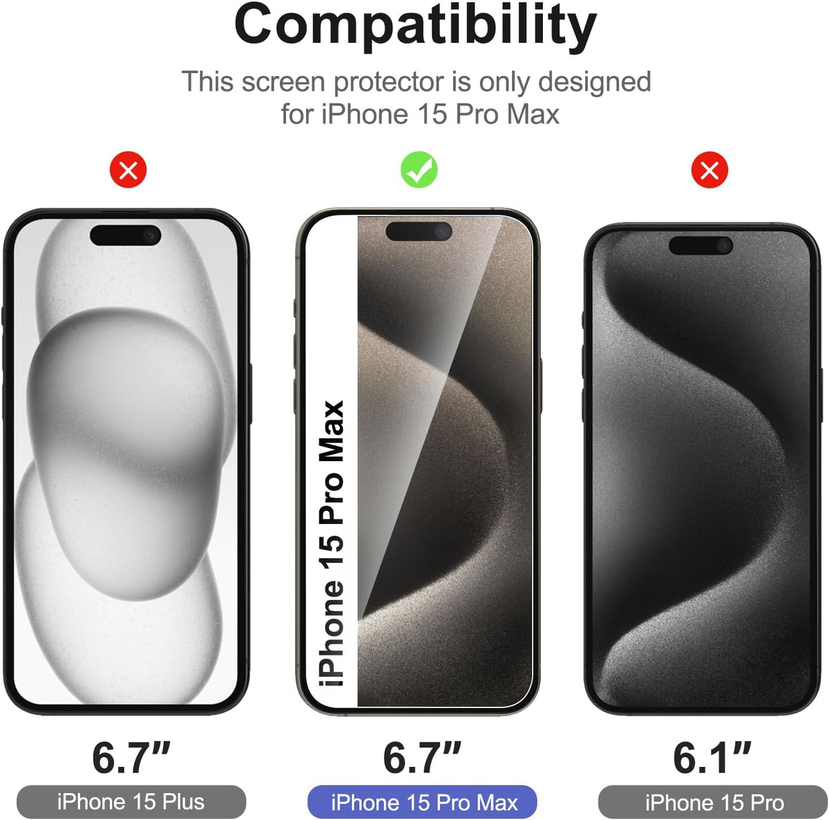 NEW'C 3 Pack Designed for iPhone 15 Pro Max Screen Protector (6.7 inches),Enhanced Tempered Glass Protection with easy installation tool included,Ultra Resistant