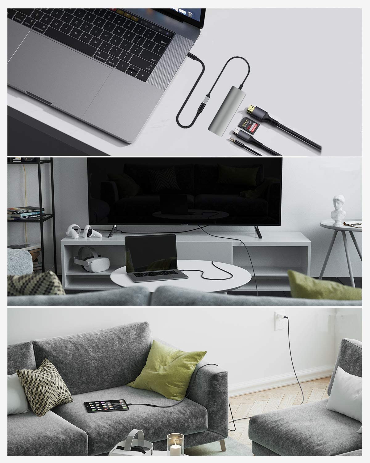1.6FT USB C Male to Female Extension Cable, Type C USB 3.1 Gen 2, 10Gbps Data, 100W Charging for MacBook Pro, iPad Pro,