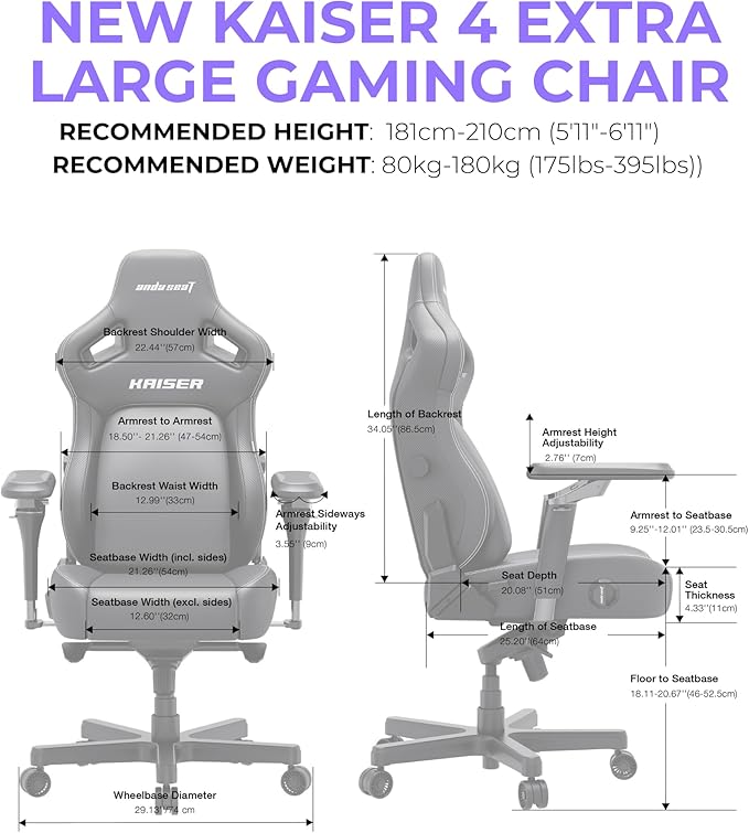 Anda Seat Kaiser 4 XL Gaming Chairs for Adults - Ergonomic Orange PVC Leather Gaming Chair with 6D Armrest Comfortable Office Seat with Lumbar Support Heavy Duty Wide Gamer Seat