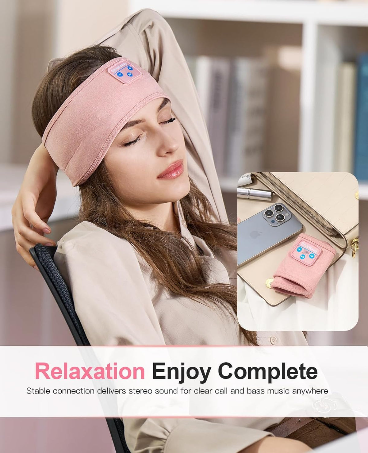 Perytong Sleep Headphones - Bluetooth Headband Wireless Sleeping Headband with Earphones Music Band Unique Gifts for Men Women