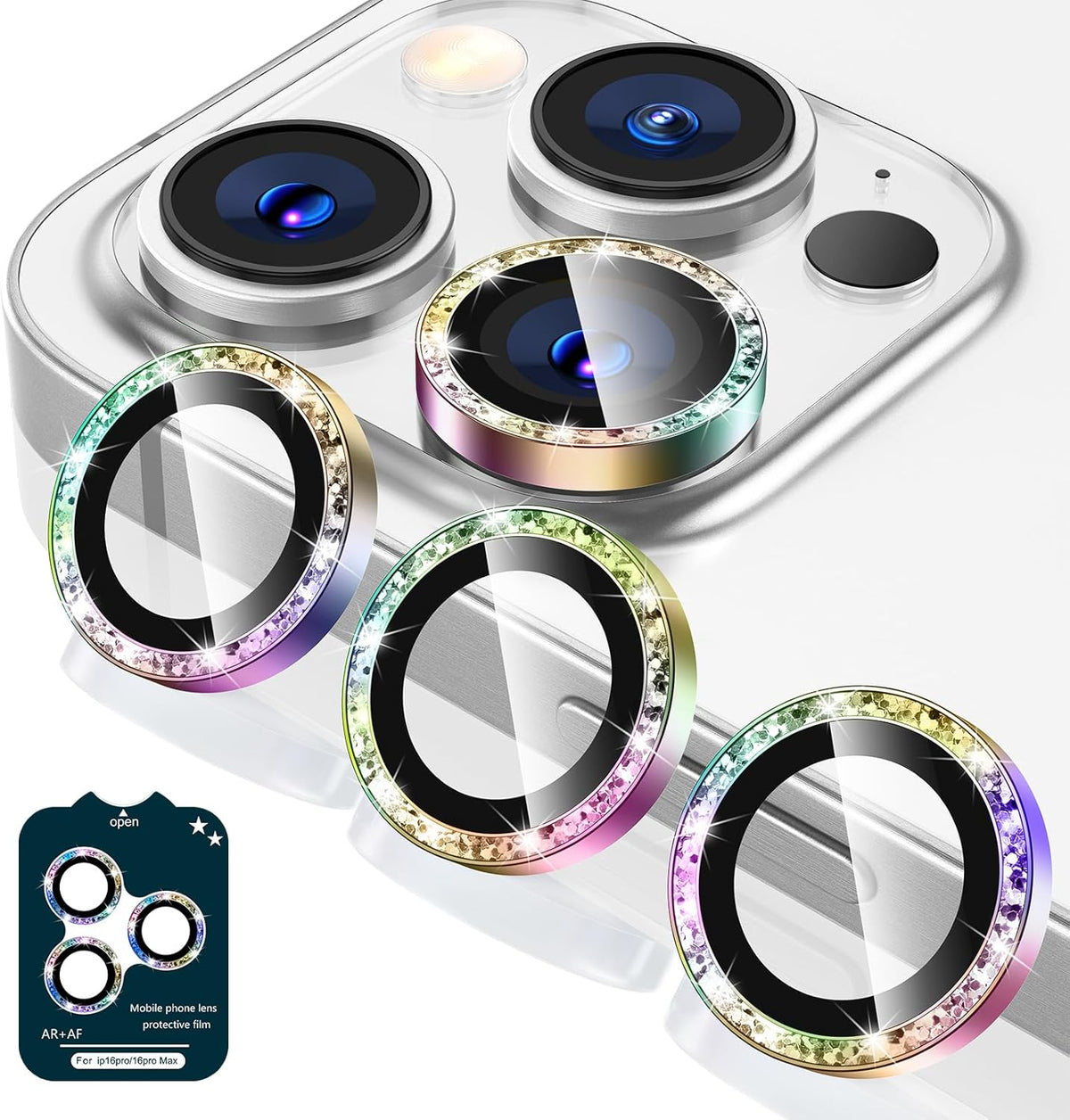 Tensea Camera Lens Protector Compatible for iPhone 16 Pro Max/16 Pro/14 Pro Max/14 Pro, Metal Aluminum Alloy Tempered Glass Cover Camera Screen Protector Accessories, Case Friendly