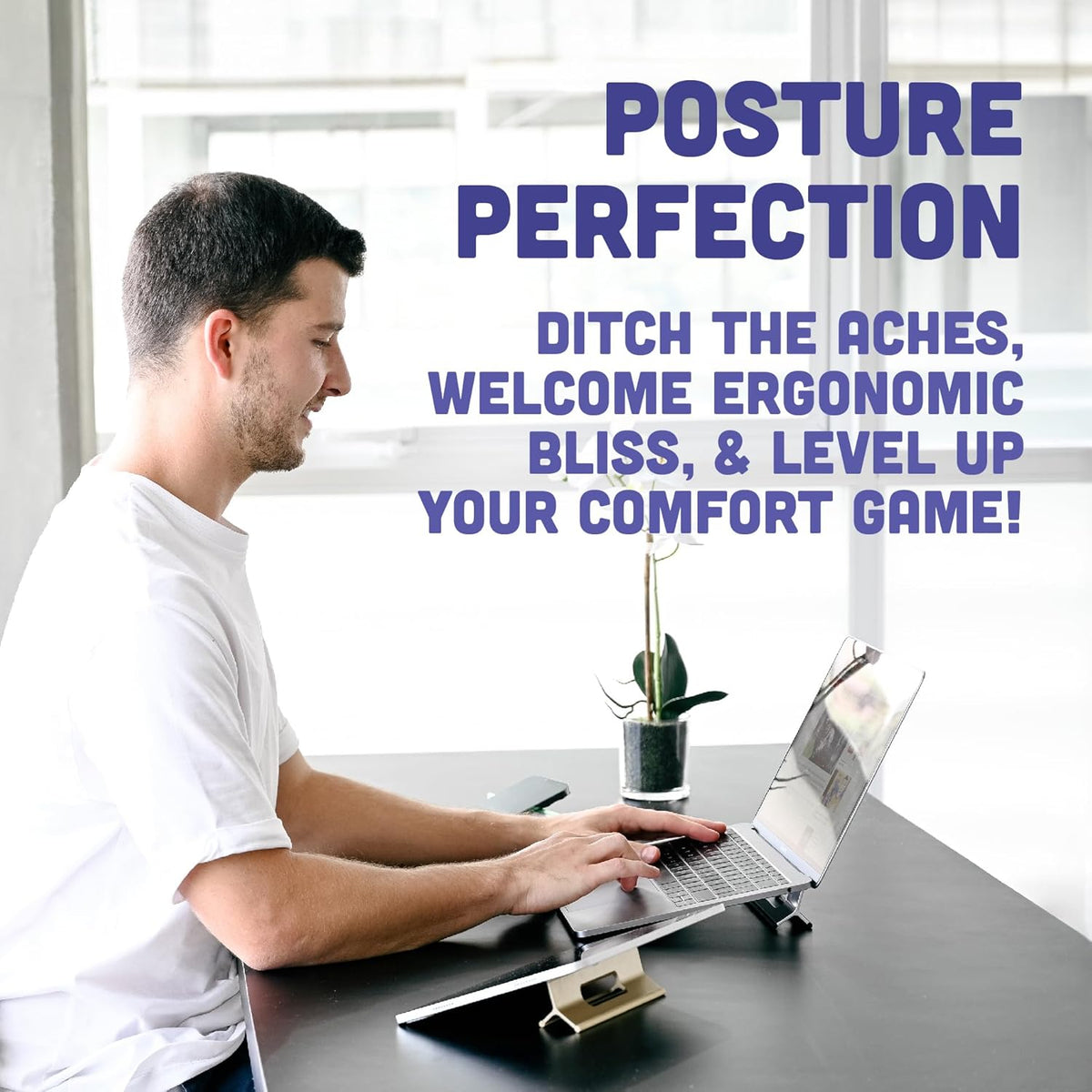 Steepy Laptop Stand for Desk - Adjustable 3-Height Laptop Stand - Portable Laptop Riser