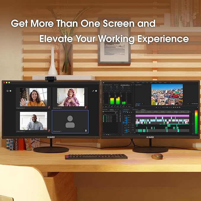 Kado Dual Monitor Setup - 2-Pack 24 Curved 1920x1080 Computer Monitor 1500R 75Hz VESA Mount HDMI Office Gaming Hybrid Built-in Speakers (C24X Dual Series)