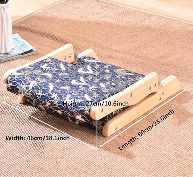 BTZHY Floor Chair Japanese Legless Chair Seat with Back Support FoldableWood Folding Floor ChairHome Bay Window Lazy Backrest Chair Meditation Floor Seating for Living Room(A)