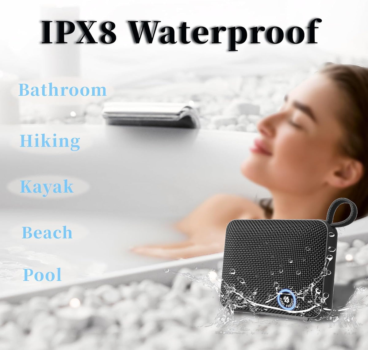 AF AUDIO FANTASY BP26 IP68 5.3 Bluetooth Shower Speaker,Portable Bluetooth Speaker, Hi-Fi Sound, Waterproof