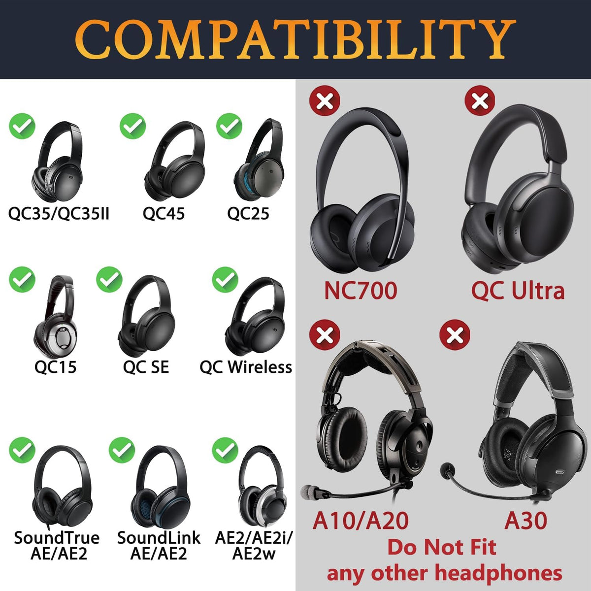 SOULWIT Silicone Ear Pads Cover Protector for Bose QuietComfort QC15 QC25 QC2 QC35 QC45/Ae2 Ae2i Ae2w/SoundTrue & SoundLink AE Headphones Cushions, Sweatproof, Easily Washable - Grey