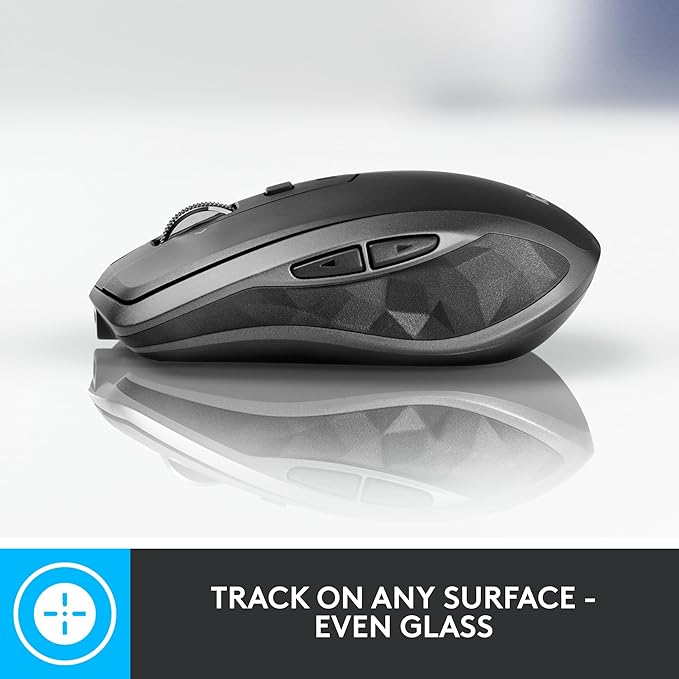 Logitech MX Anywhere 2S Bluetooth Edition Compact Wireless Mouse No USB Receiver - Use On Any Surface Hyper-Fast Scrolling Rechargeable Control Up to 3 Apple Mac and Windows Computers and Laptops