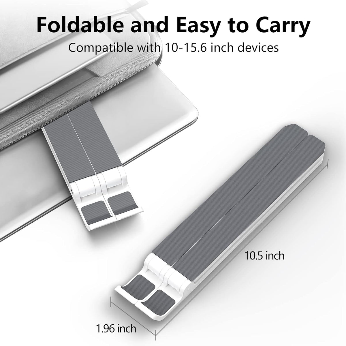 Laptop Stand for Desk, Adjustable Laptop Riser ABS+Silicone Foldable Portable Notebook Holder, Ventilated Cooling Notebook Mount Computer Stand for 10-15.6” Laptops,Tablets-White