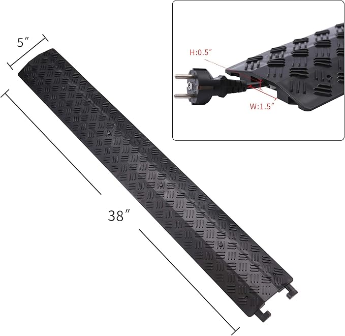 Anbotek - Small 3 Pack - Floor Cord Cover Cord Protector Drop Over Drop Trak Cable Ramp for Office Warehouse - Black