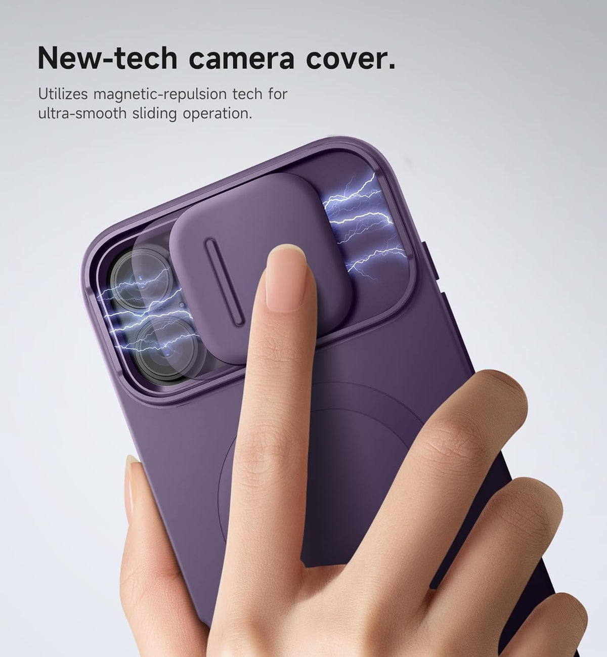 SURITCH for iPhone 16 Plus Case with Magnetic Camera Slide Cover and Adjustable Kickstand, Compatible with MagSafe, Shockproof Bumper Case Slim Protective Cover for iPhone 16 Plus 6.7 Inch,Dark Purple