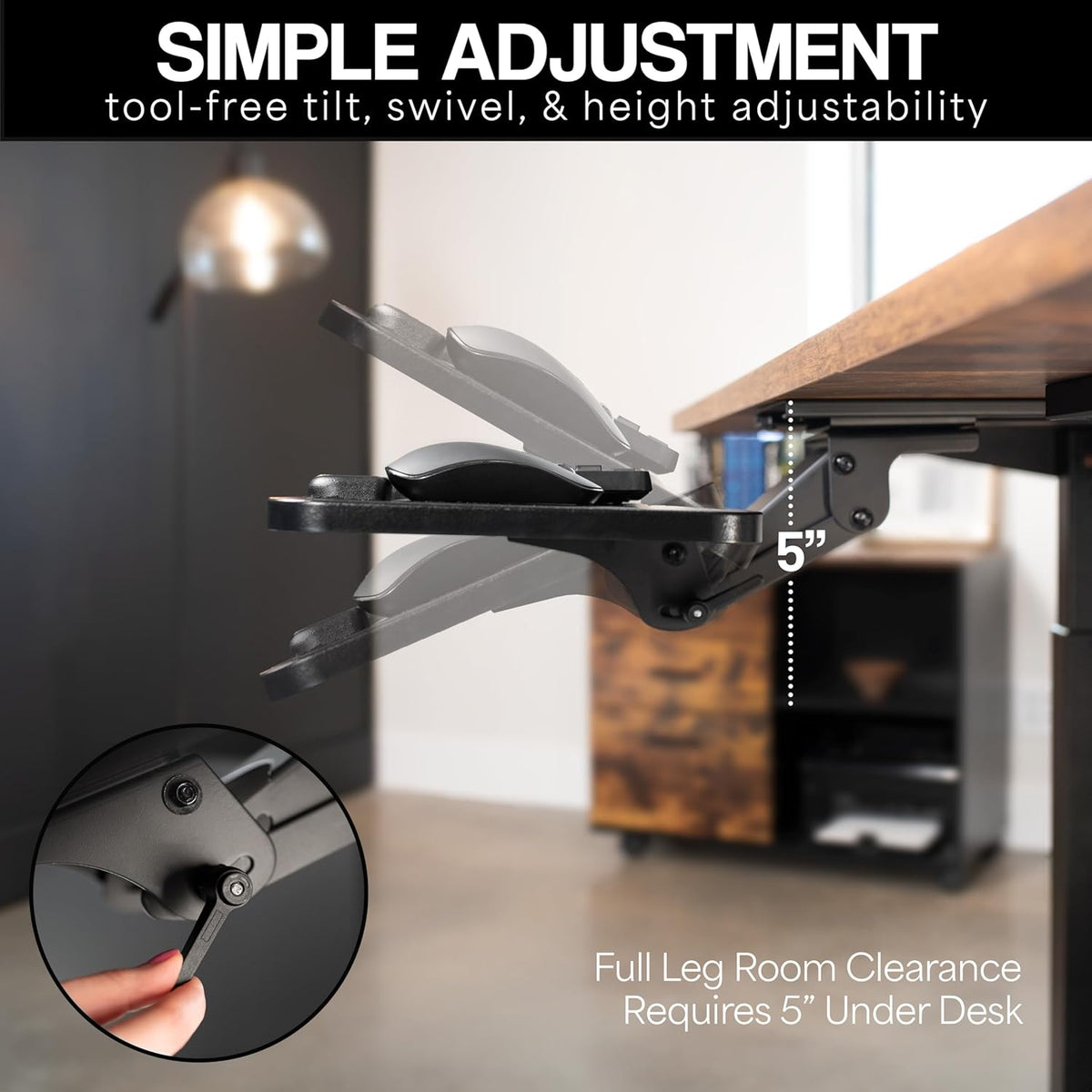 VIVO Adjustable Computer Keyboard and Mouse Platform Tray Ergonomic Under Table Desk Mount Drawer Underdesk Shelf, Light Wood, MOUNT-KB03C