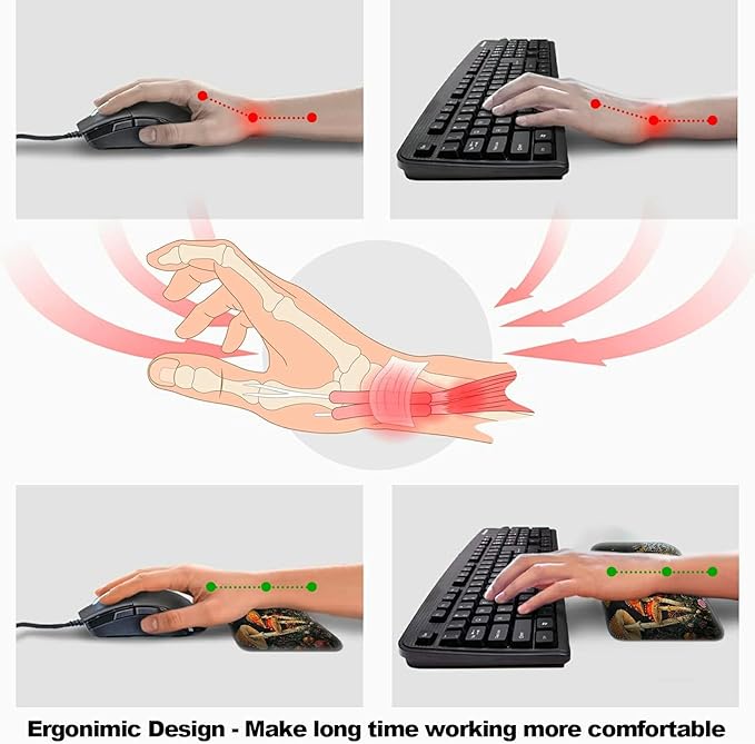 Ergonomic Desk Pad Mat &amp Keyboard Wrist Rest Set 3-in-1 Office Mouse Pad with Memory Foam Support Non-Slip Computer Blotter for Home Gaming &amp Writing 23.6 x 11.8 Mushroom