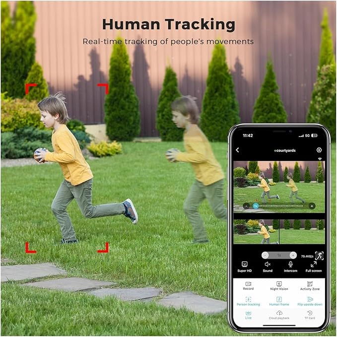16MP WiFi Camera IP PTZ Three Screen 180° Wide Angle Auto Tracking 10X Digital Zoom 20MP Security Protection(UK Plug20MP with 64G Card)