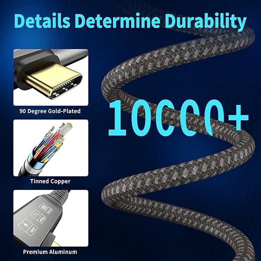 CHENLENIC USB4 Cable, with Thunderbolt 4, 240W Charging, 40 Gbps Data Cable, 8K @ 60Hz HDR, USB C to USB C Cable, 90Degree for Hub, Dock MacBook, M2, M3, Mac SSD (90Degree USB4 40G 240W 0.5M)