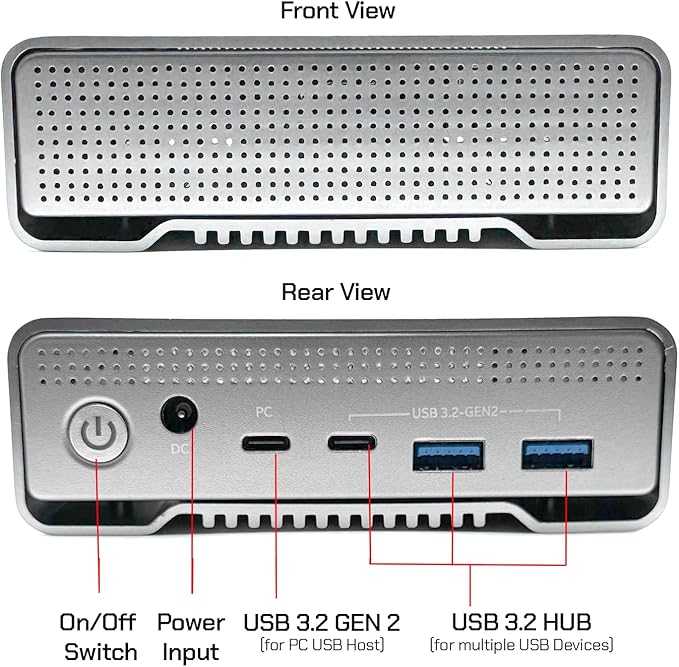 Avolusion PRO-G1 Series 10TB USB 3.2 Gen 2 (10Gbps) USB-C External Hard Drive w/USB HUB for Windows or MacOS Desktop PC/Laptop (Silver) (Renewed)