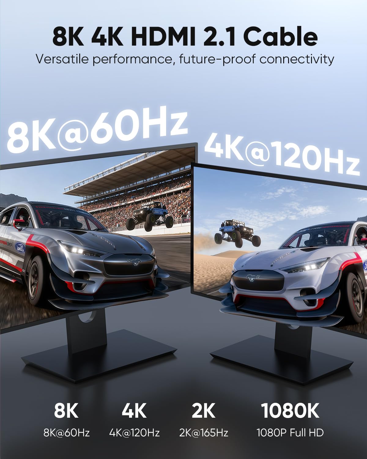 8K 2.1 6FT, 3D, HDR10+, HDR10+, Dolby PS5, PS4, HDMI Cables High Speed HDMI Gaming Monitor Cord Support eARC, Vision