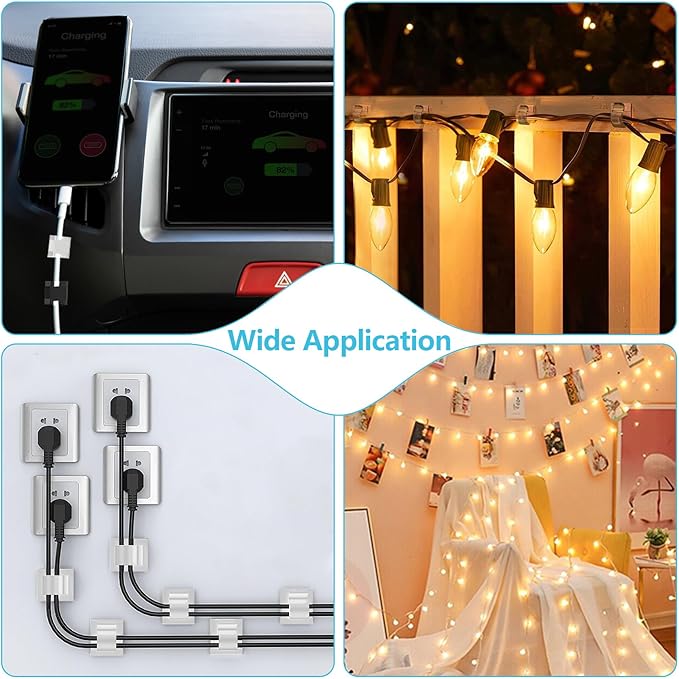 100PCS Cable Clips, Abnii Adhesive Wire Clips Cord Organizer, Clear Large
