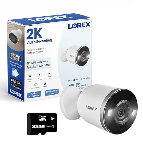 Lorex 2K Indoor/Outdoor Spotlight Camera with Color Night Vision, 2-Way Talk, Person Detection, White (White)